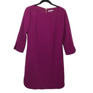 Eliza J Corpcore Exposed Zipper Office Siren Magenta Knee Length Shift Dress 6